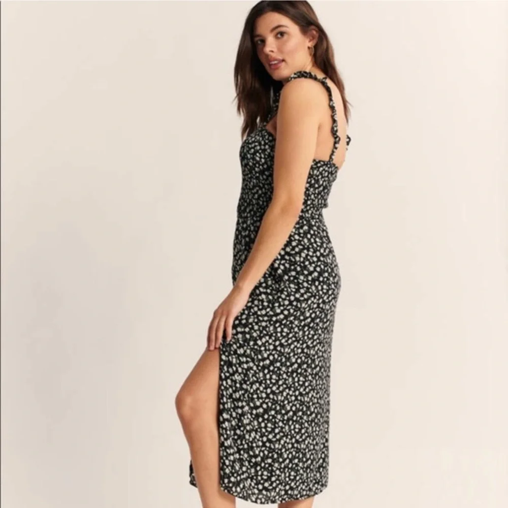 Abercrombie & Fitch Black and White Floral Midi Dress Small - Picture 2 of 5